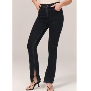 Abercrombie & Fitch Plus The Skinny High Rise Split Hem Black Jeans Size 20 Long